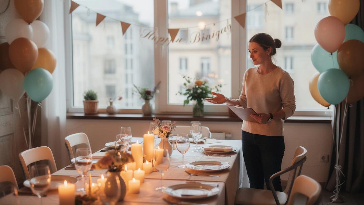 A birthday setup with warm décor and event coordination details